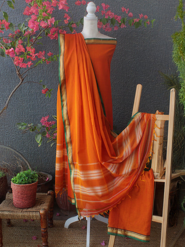 Orange Dharwad Cotton Dress Material