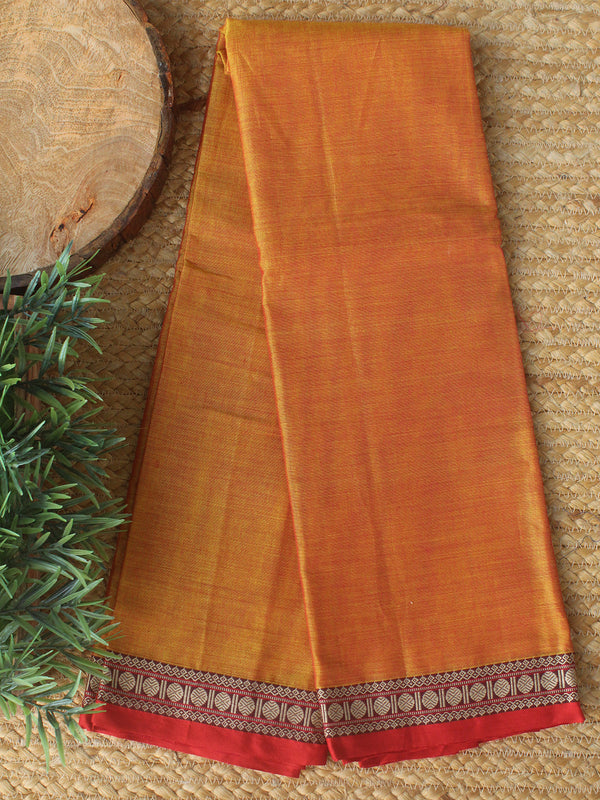 Golden Dharwad Cotton Dress Material With Woven Borders