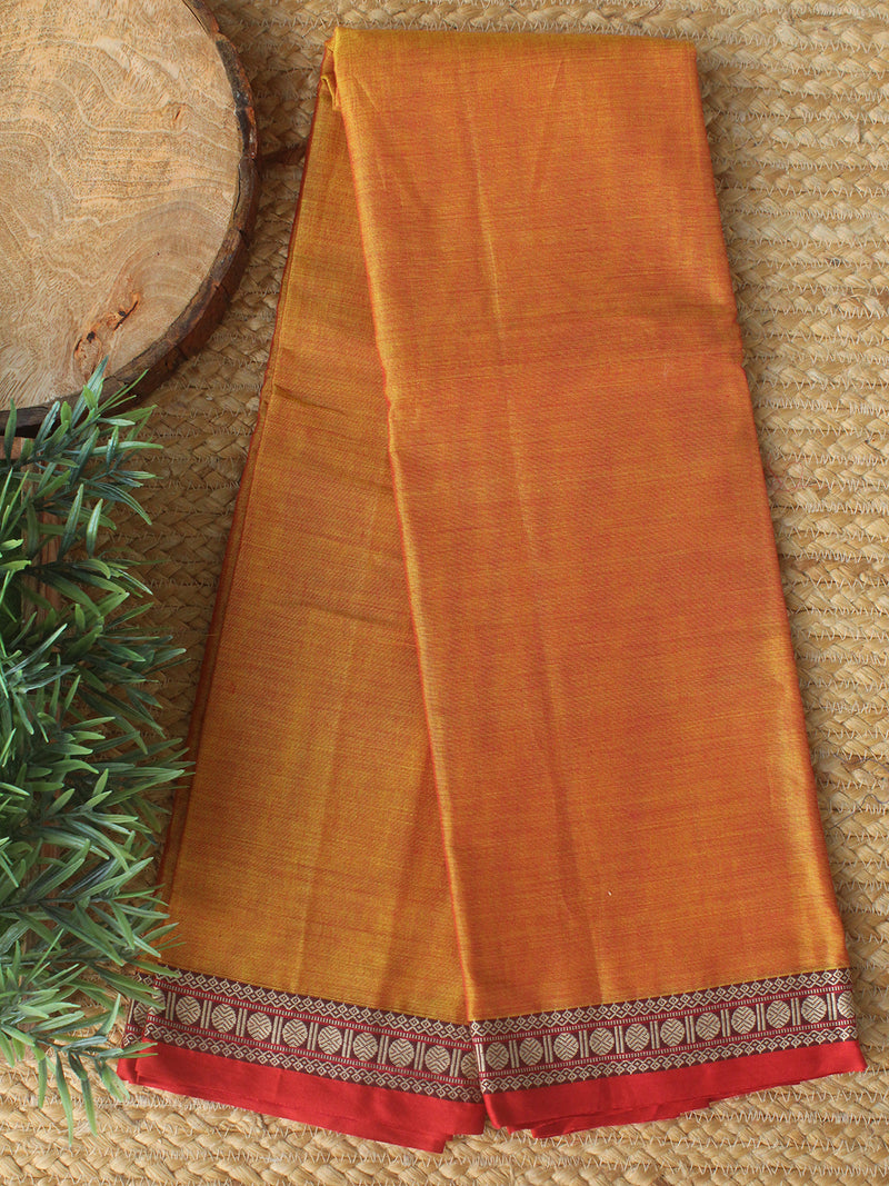 Golden Dharwad Cotton Dress Material With Woven Borders