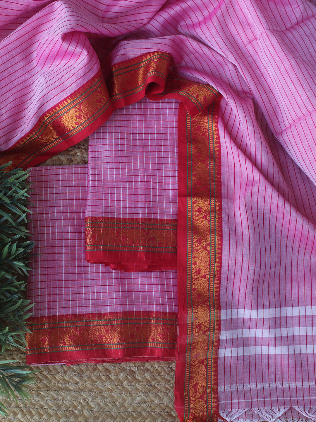 Maroon Dharwad Cotton Dress Material main image 0