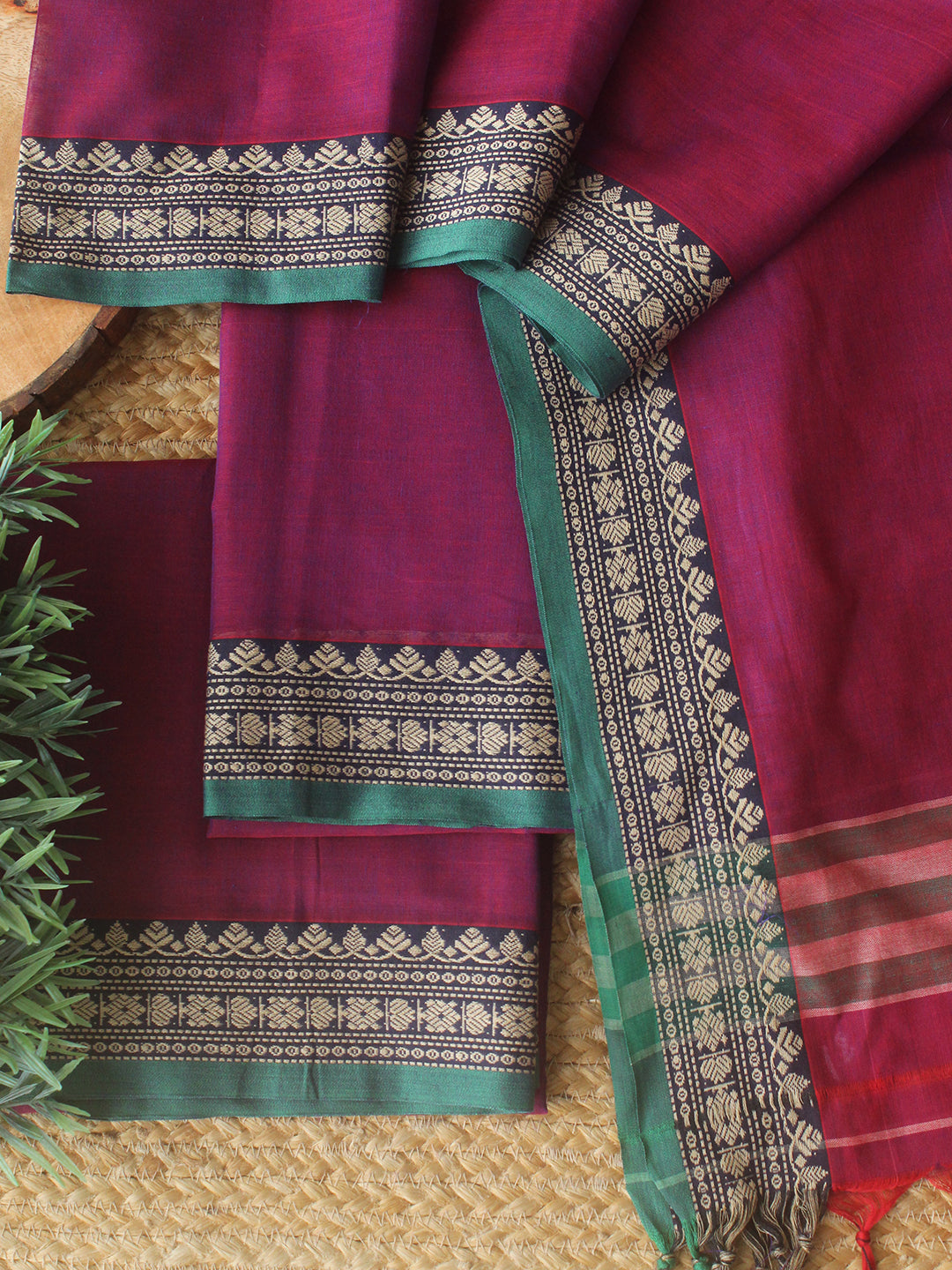 Darwan Color Purple Dharwad Cotton Dress Material With Woven Border – Weaves of ...