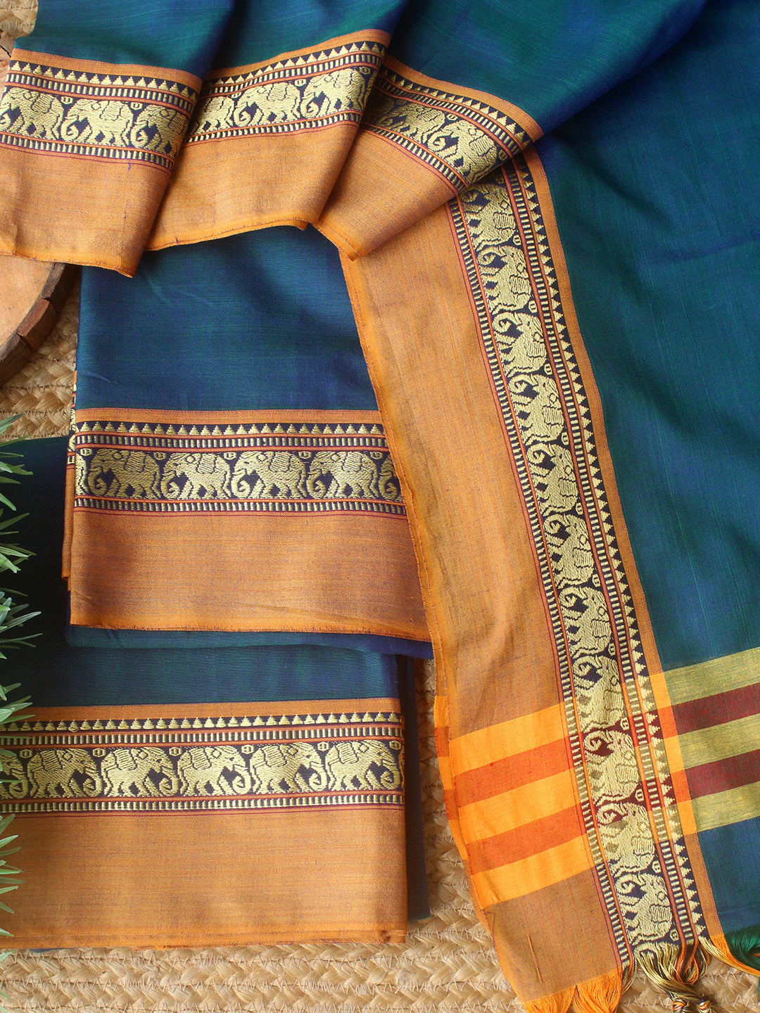 Darwan Color Blue Dharwad Cotton Dress Material With Elephant Border – Weaves of ...