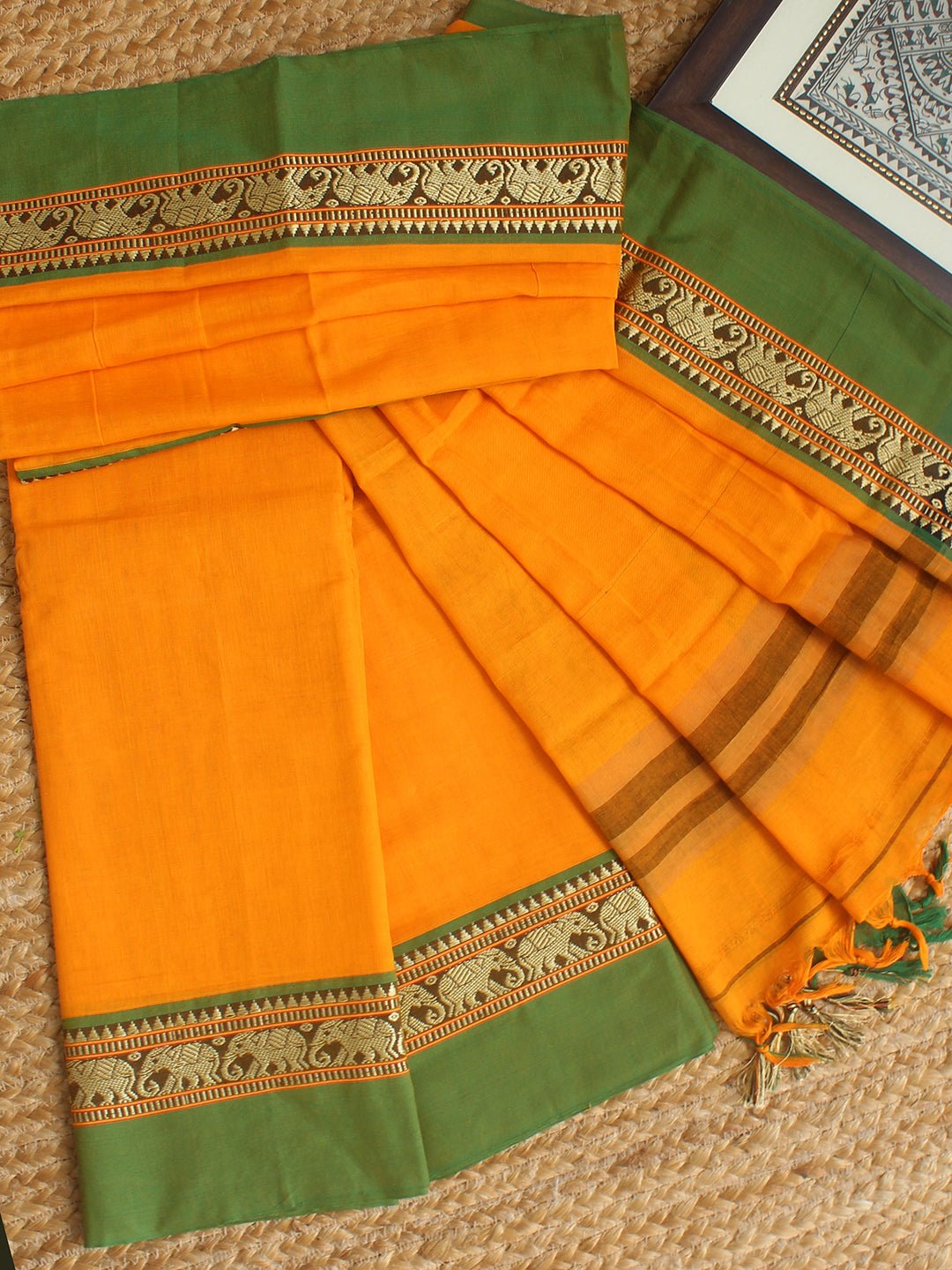 Darwan Color Mango Dharwad Cotton Dress Material With Elephant Borders – Weaves of ...