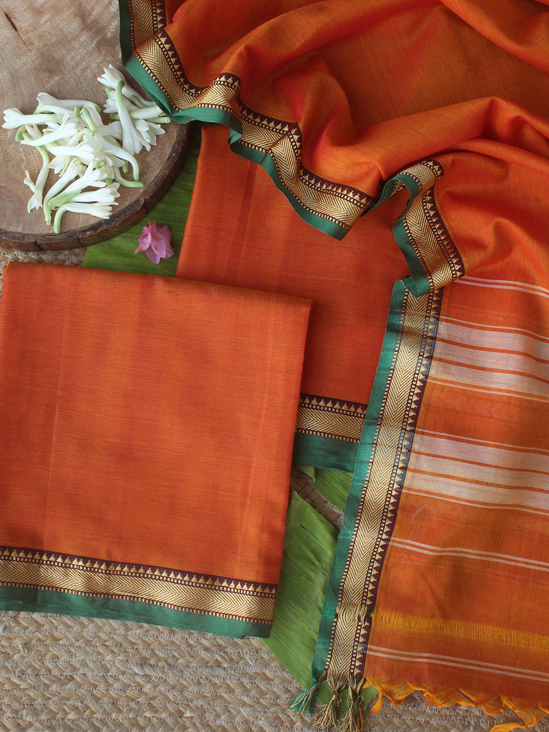 Orange Dharwad Cotton Dress Material