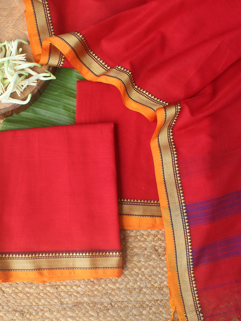 Red Dharwad Cotton Dress Material