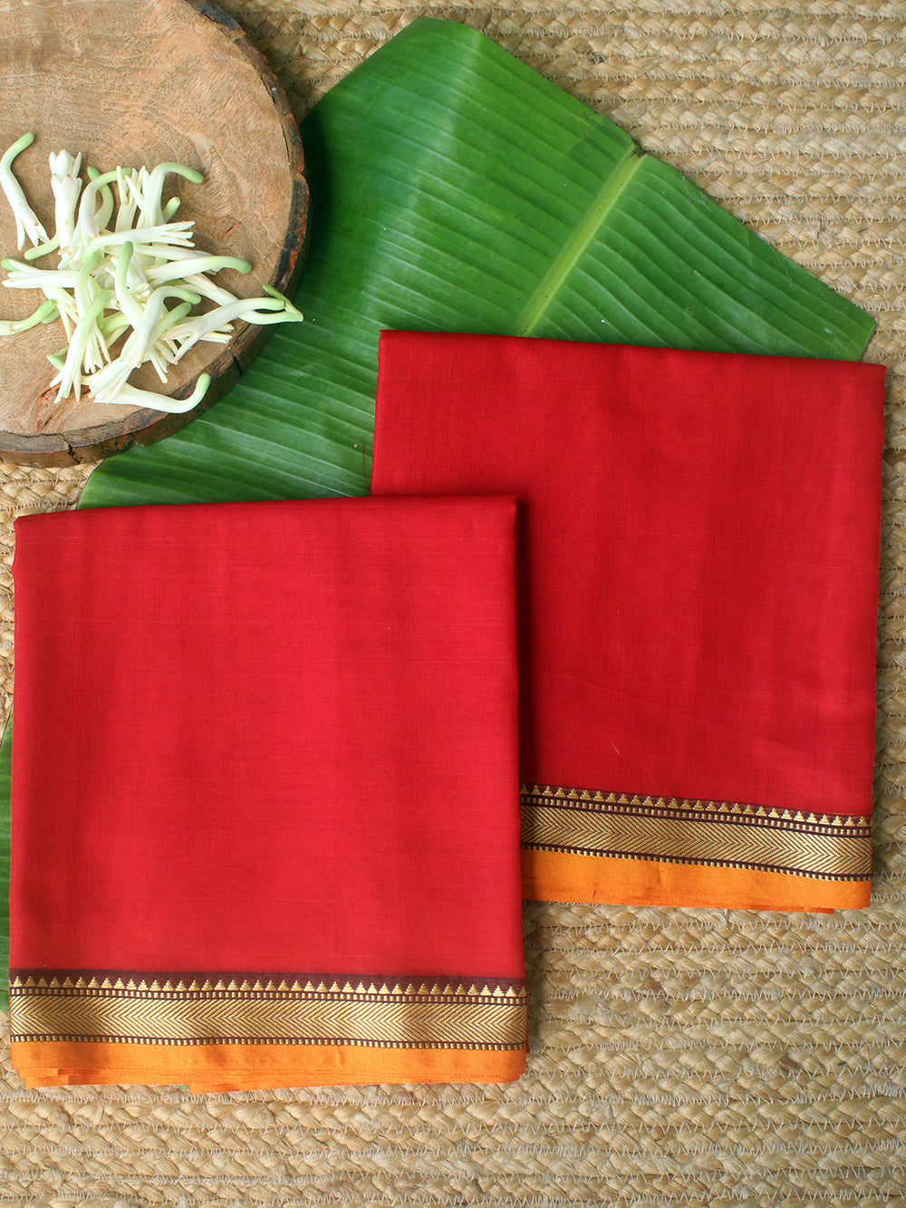 Red Dharwad Cotton Dress Material (Please note, this material is fine   Weaves of Tradition