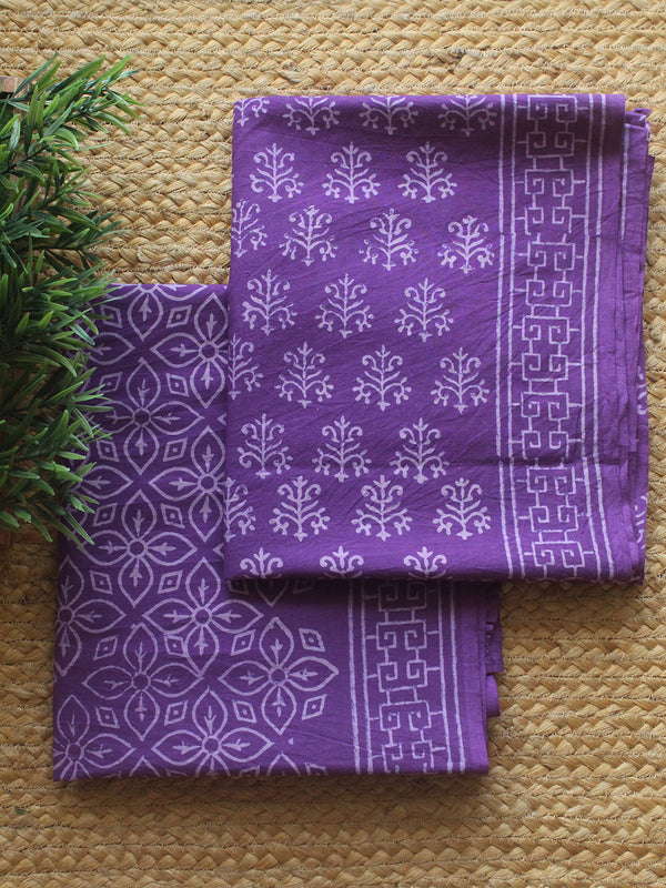Violet Bagru Hand Block Printed Dress Material