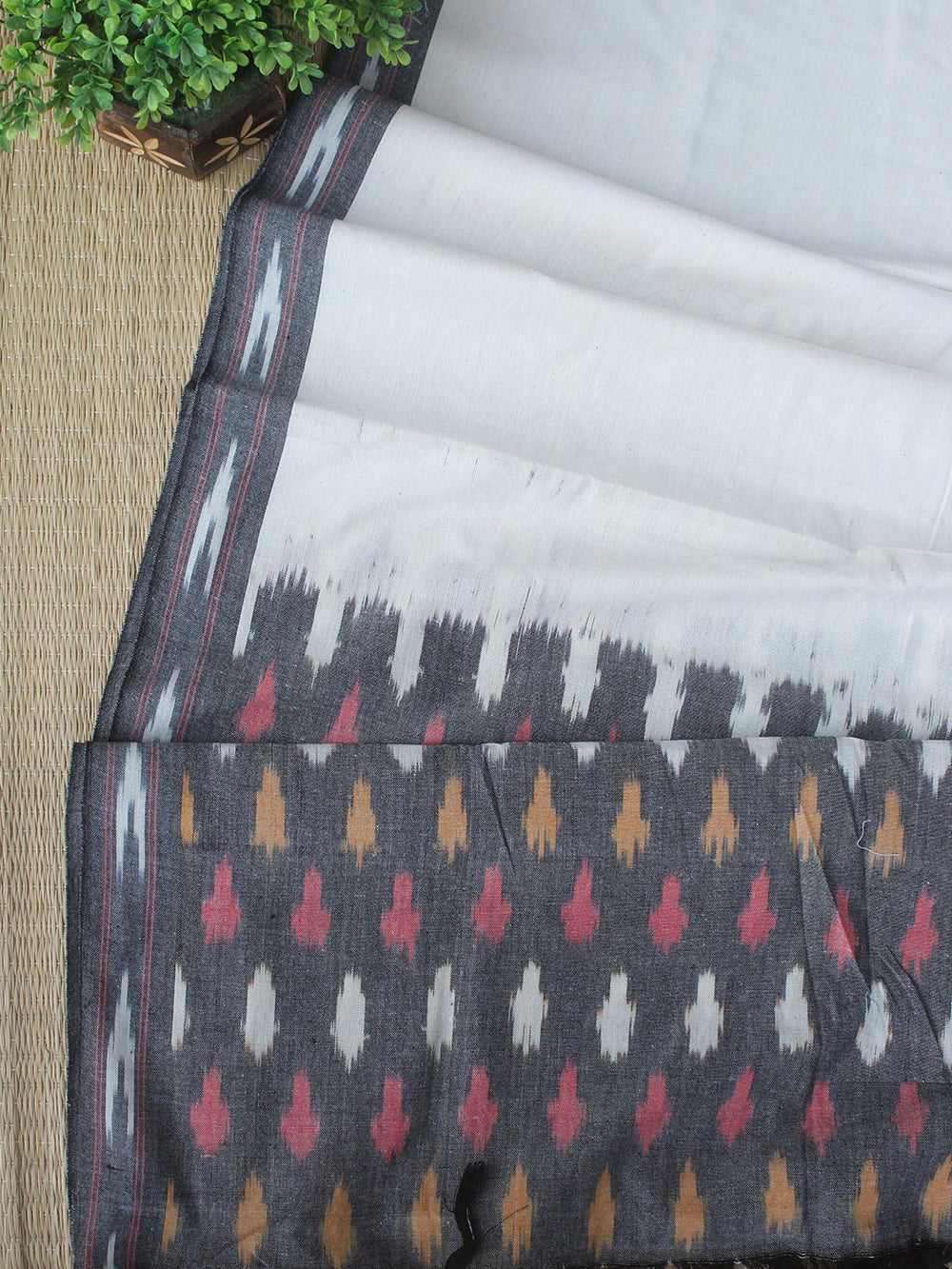 white christmas dresses Grey and Off-White Pochampally Ikkat Cotton Dress Material – Weaves of  Tradition