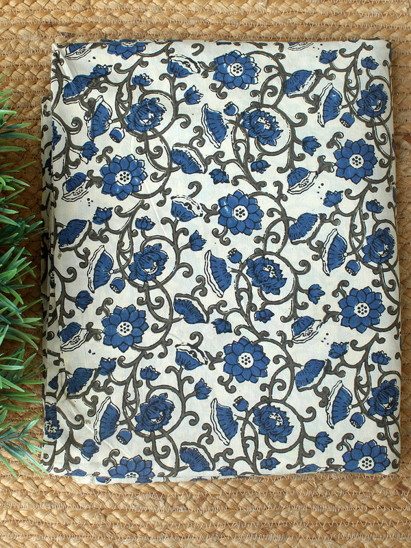 Off-White Ajrakh Hand Block Printed Cotton Fabric