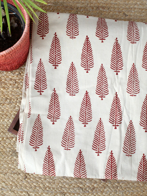 Beige Gamthi Hand Block Printed Cotton Fabric