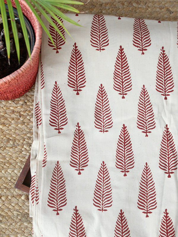 Beige Gamthi Hand Block Printed Cotton Fabric