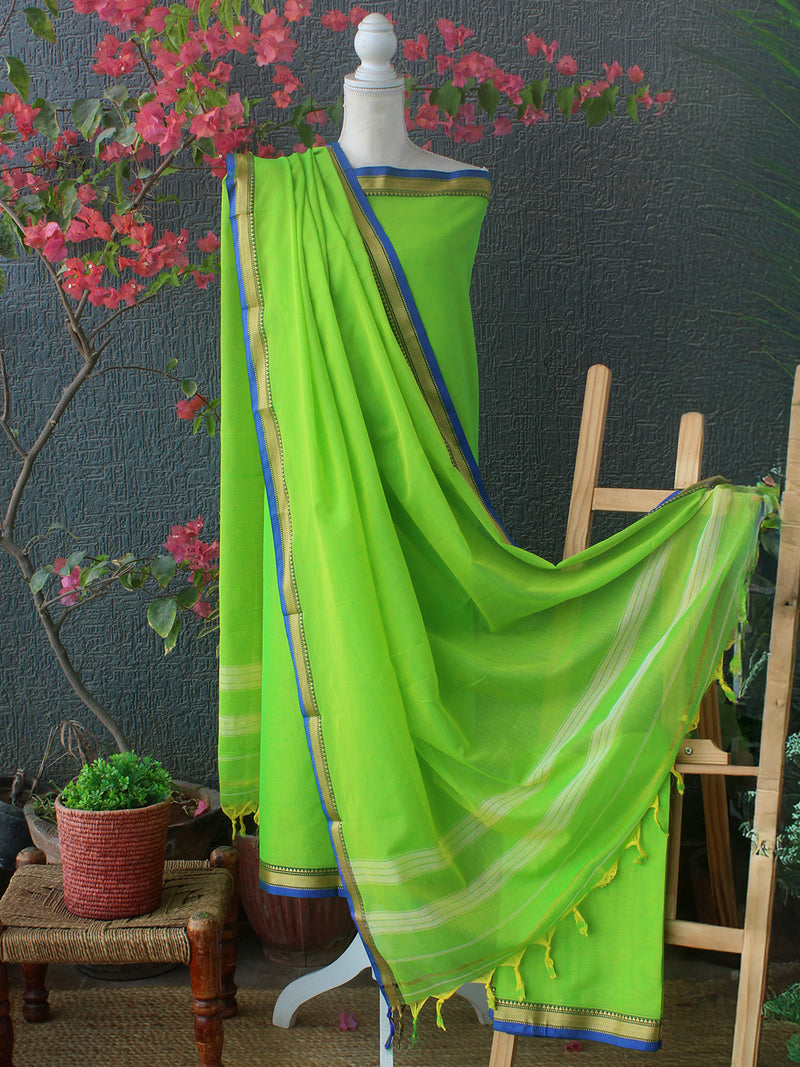Green Dharwad Cotton Dress Material