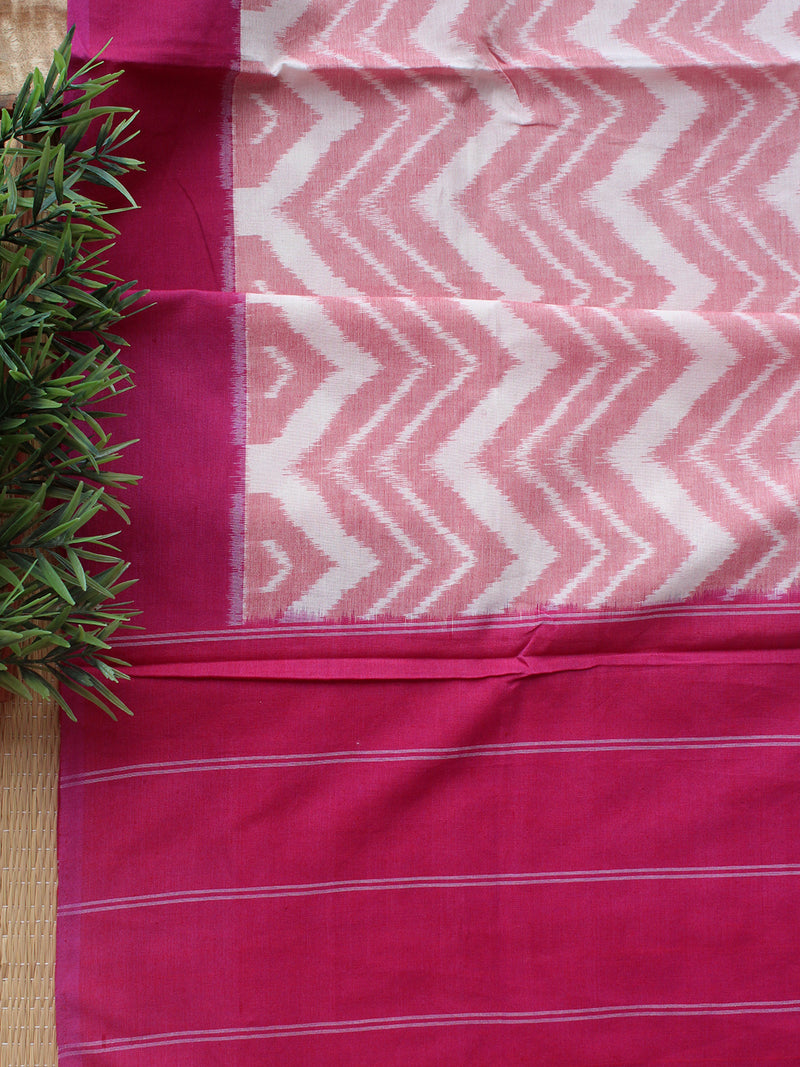 Magenta Ikkat Handloom Cotton Dress Material