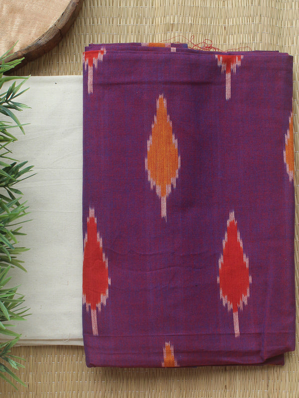 Purple Ikkat Handloom Cotton Dress Material