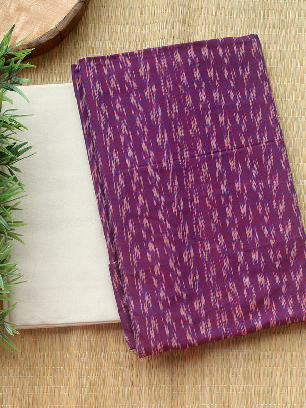 Purple Ikkat Handloom Cotton Dress Material