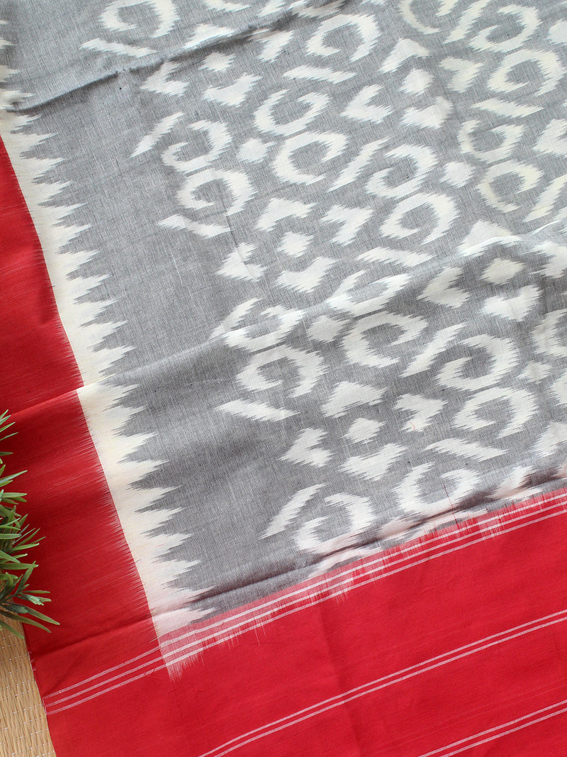 Red and Grey Ikkat Handloom Cotton Dress Material