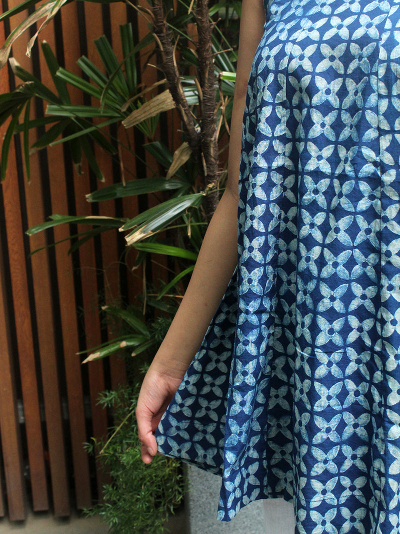 Shari Indigo Akola Hand Block Printed Cotton Peplum Top