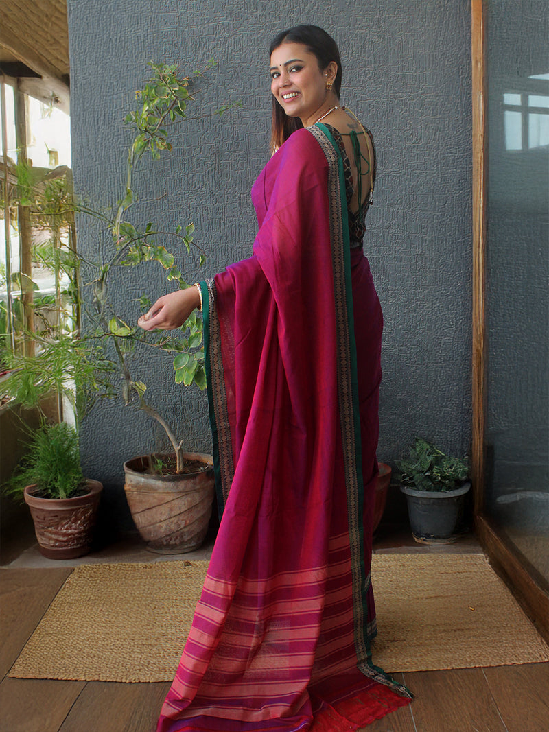 Purple Narayanpet Mercerized Cotton Saree