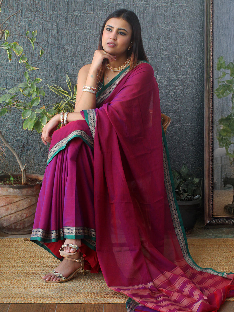 Purple Narayanpet Mercerized Cotton Saree