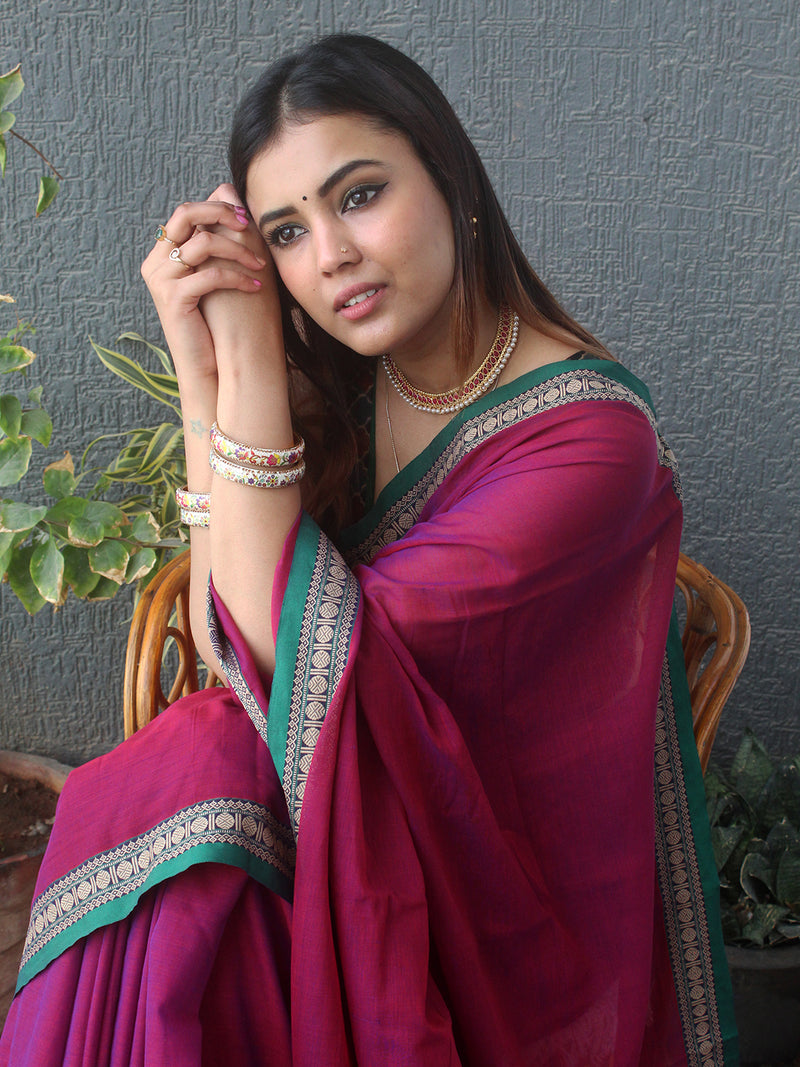 Purple Narayanpet Mercerized Cotton Saree