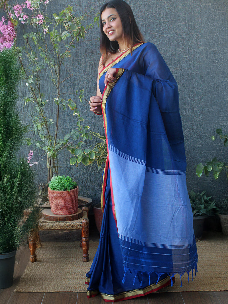 Blue Narayanpet Mercerized Cotton Saree