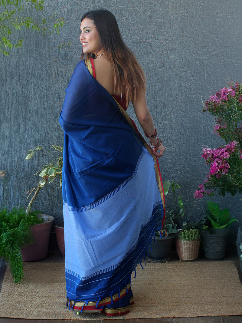 Blue Narayanpet Mercerized Cotton Saree