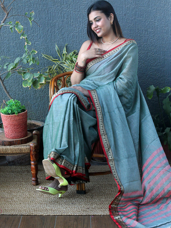 Grey Narayanpet Mercerized Cotton Saree