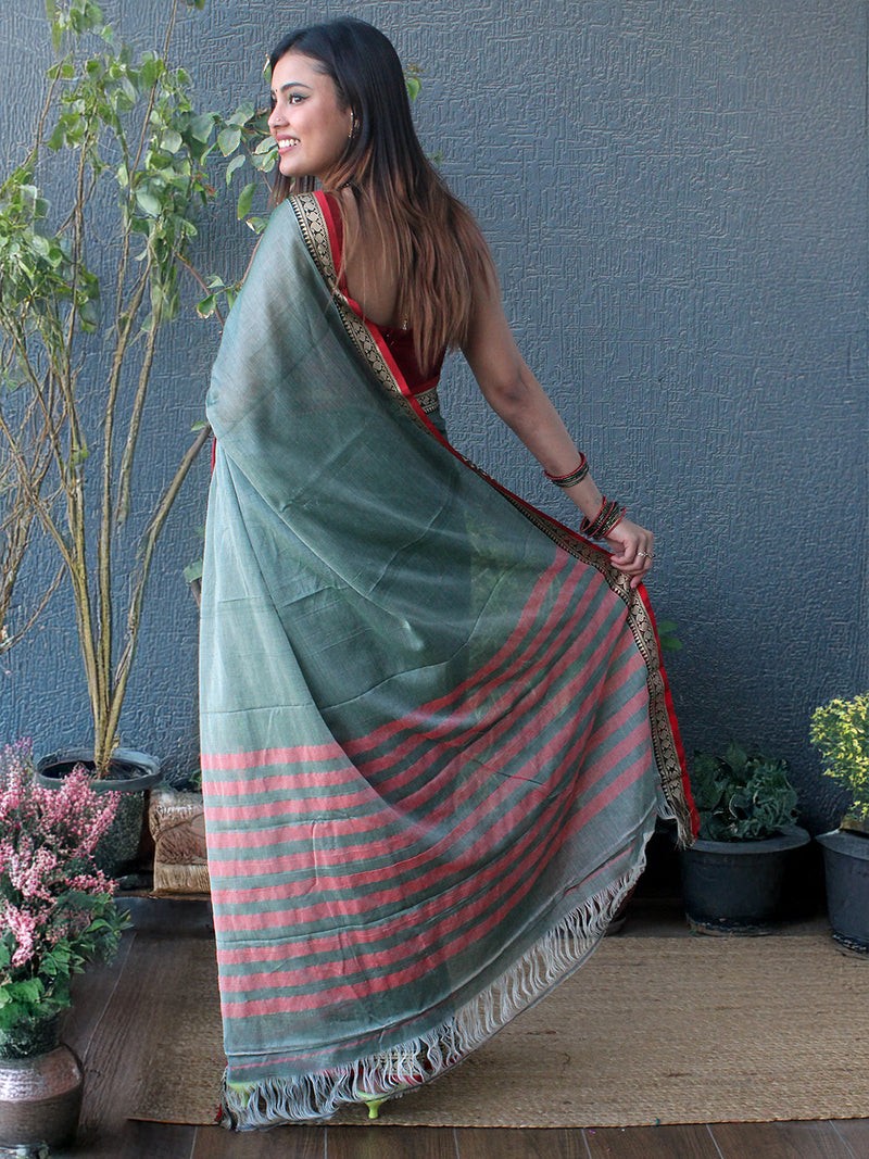 Grey Narayanpet Mercerized Cotton Saree