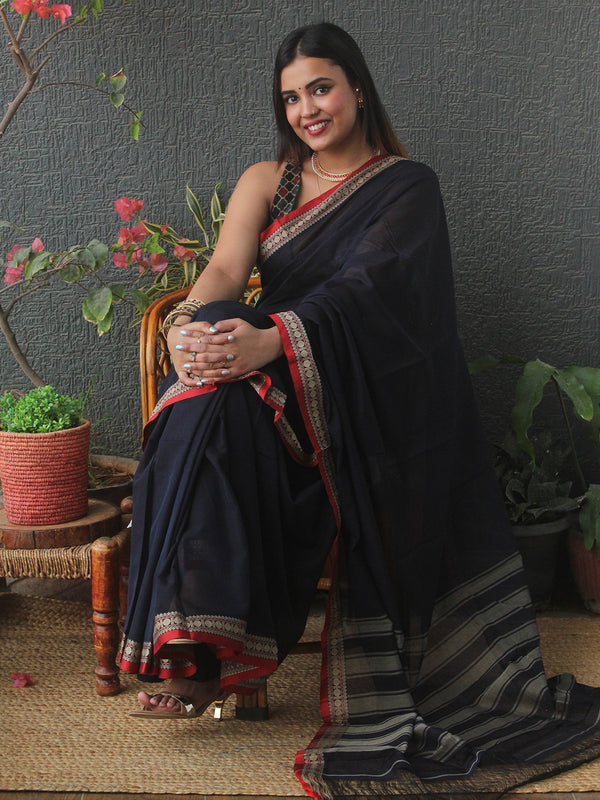 Blue Narayanpet Mercerized Cotton Saree