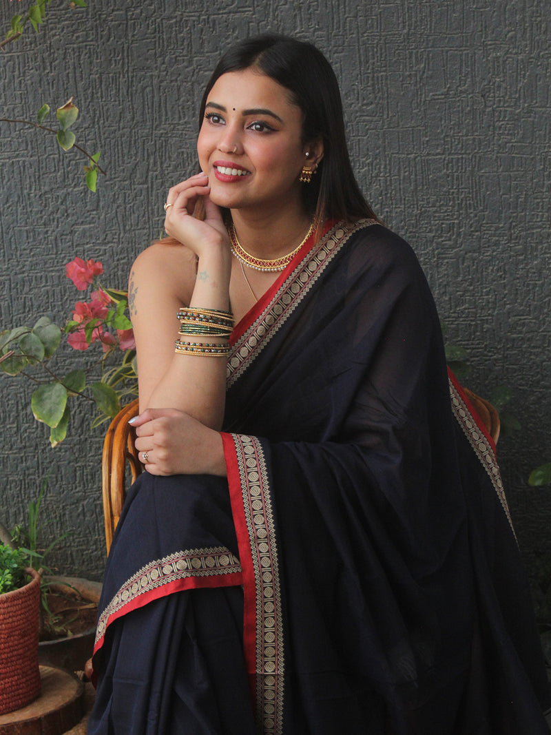 Blue Narayanpet Mercerized Cotton Saree