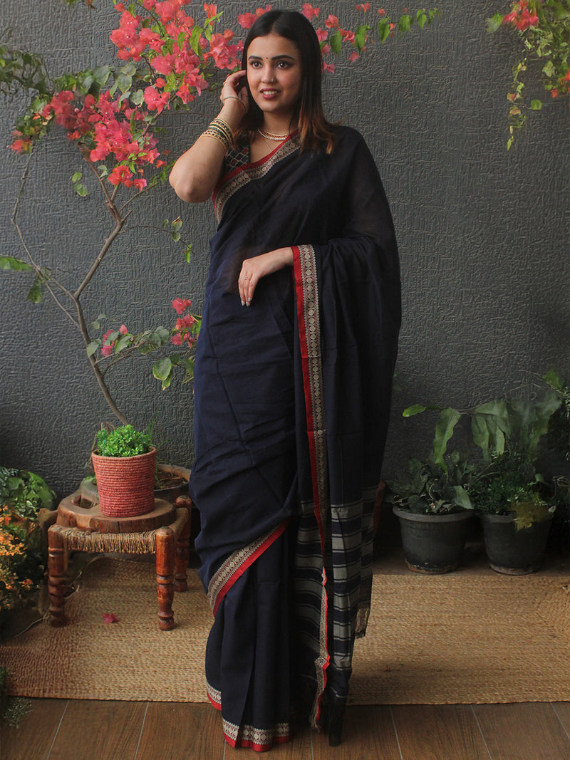 Blue Narayanpet Mercerized Cotton Saree