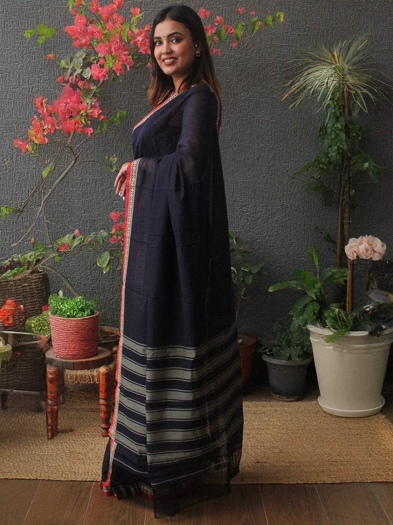 Blue Narayanpet Mercerized Cotton Saree