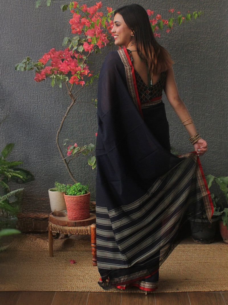 Blue Narayanpet Mercerized Cotton Saree