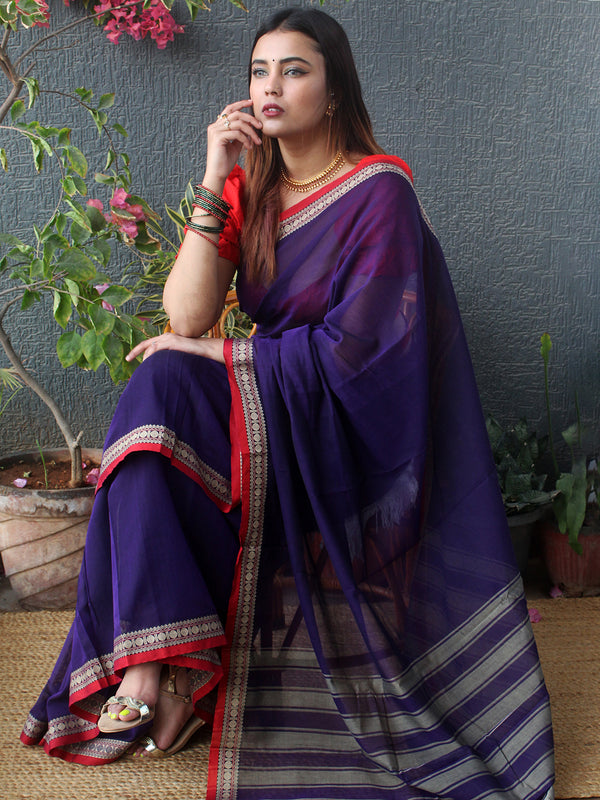 Purple Narayanpet Mercerized Cotton Saree