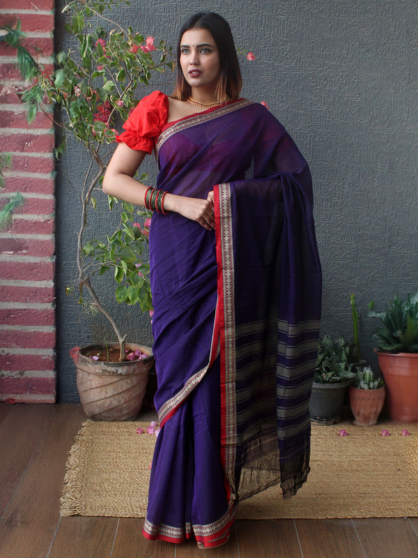 Purple Narayanpet Mercerized Cotton Saree
