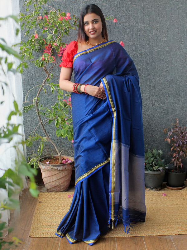 Blue Narayanpet Mercerized Cotton Saree