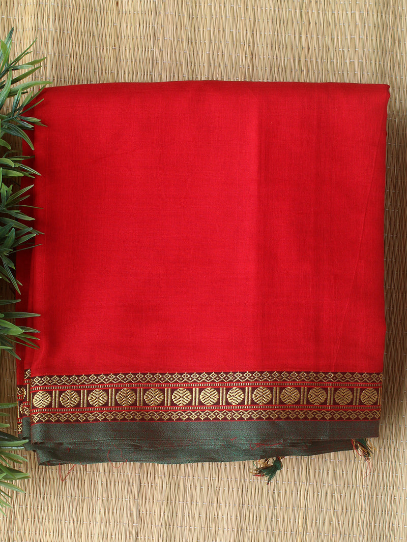 Red Narayanpet Mercerized Cotton Saree