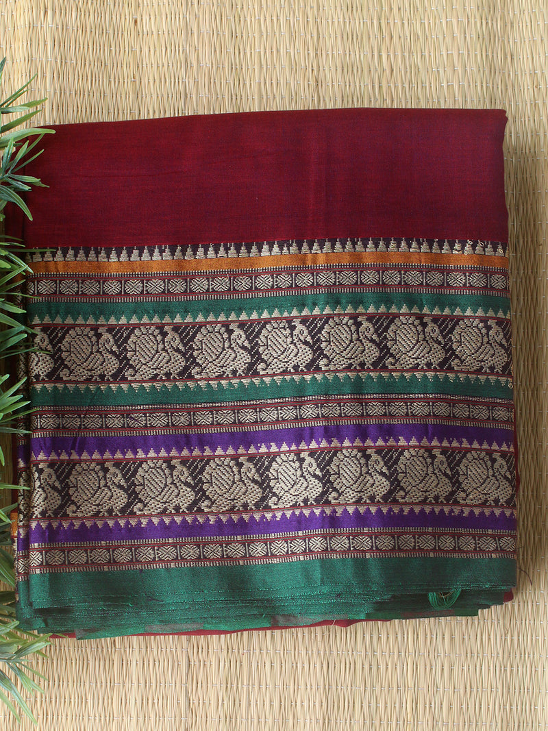 Magenta Narayanpet Mercerized Cotton Saree