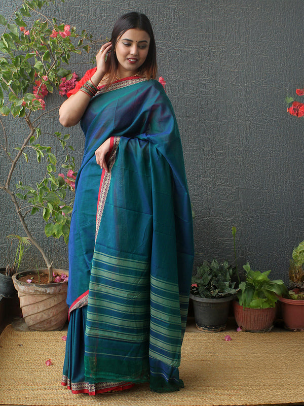 Blue Narayanpet Mercerized Cotton Saree