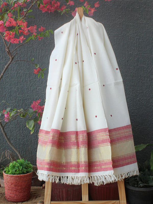Off-White Bhujodi Handloom Acrylic Wool Shawl