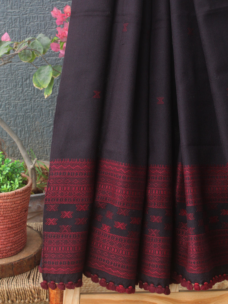 Brown Bhujodi Handloom Pure Wool Dhabda Shawl