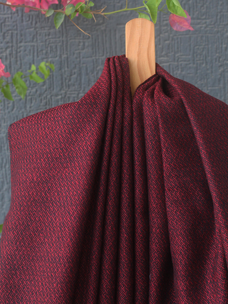 Maroon and Black Kullu Handloom Pure Wool Shawl