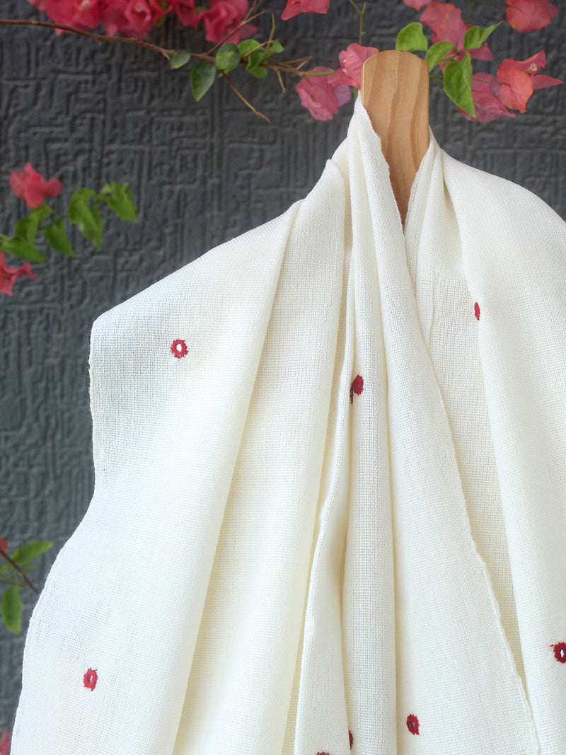 Off-White Bhujodi Handloom Acrylic Wool Shawl