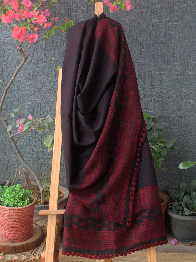 Brown Bhujodi Handloom Pure Wool Dhabda Shawl