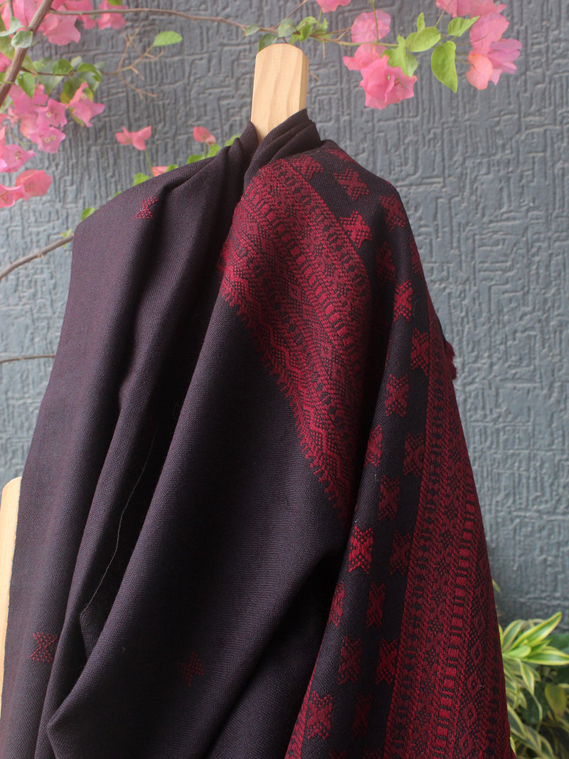Brown Bhujodi Handloom Pure Wool Dhabda Shawl