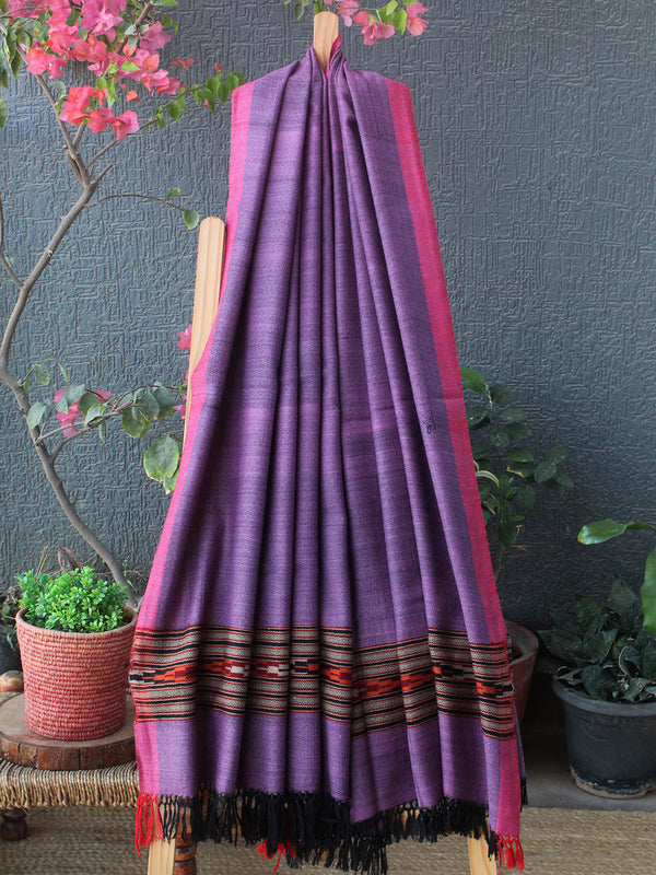 Pink and Black Kullu Handloom Pure Wool Shawl
