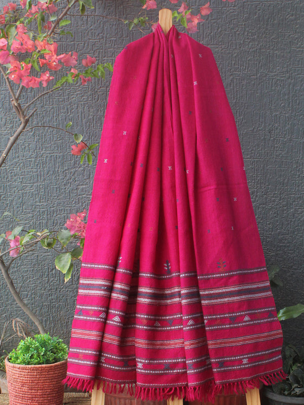 Pink Bhujodi Handloom Merino Wool Shawl