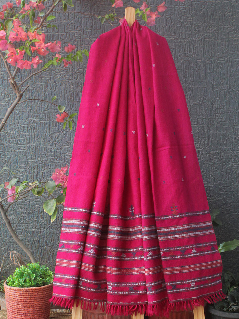 Pink Bhujodi Handloom Merino Wool Shawl
