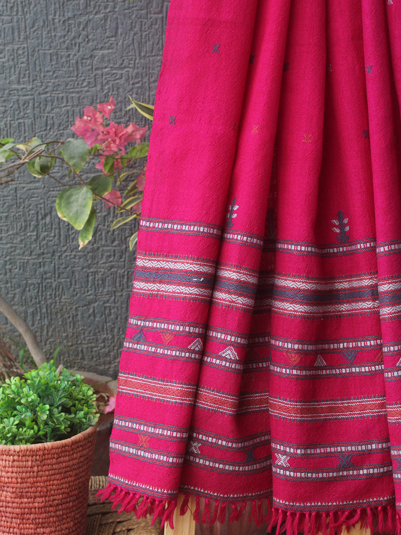 Pink Bhujodi Handloom Merino Wool Shawl