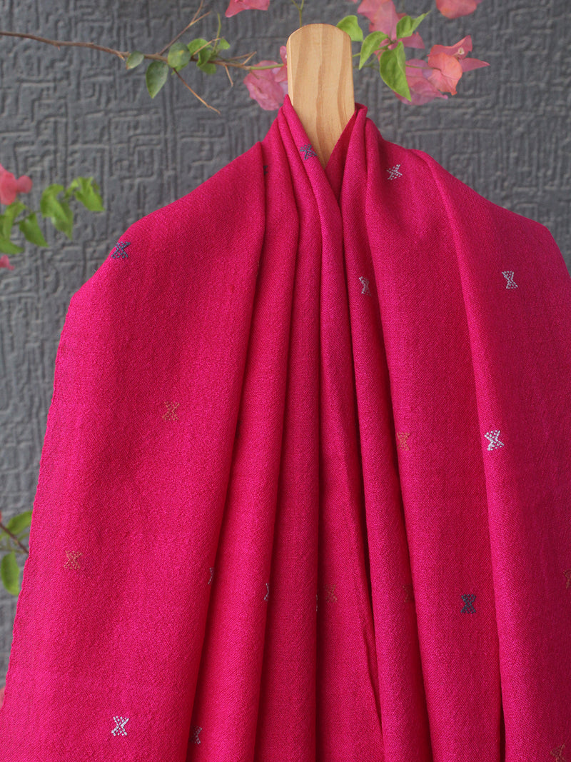 Pink Bhujodi Handloom Merino Wool Shawl